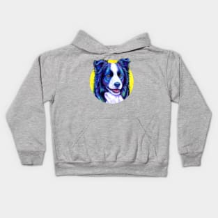 Colorful Border Collie Dog Kids Hoodie